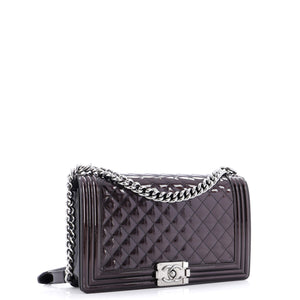 Boy Flap Bag Quilted Patent New Medium