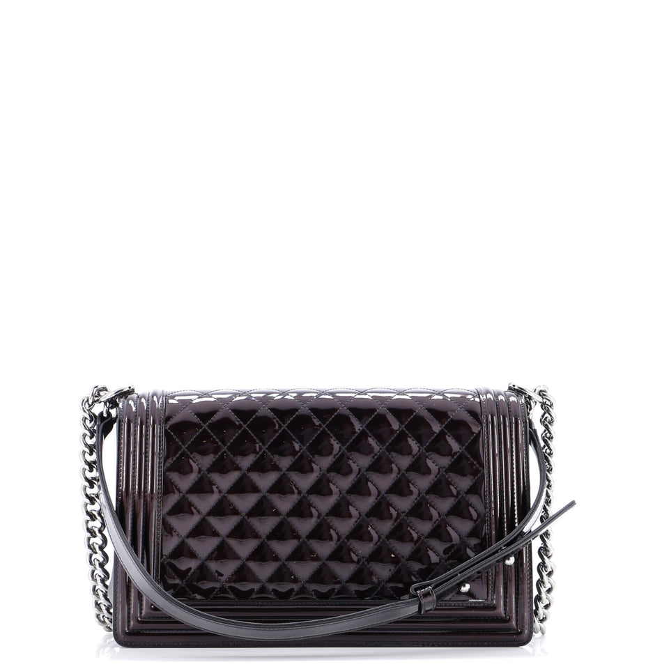 Boy Flap Bag Quilted Patent New Medium