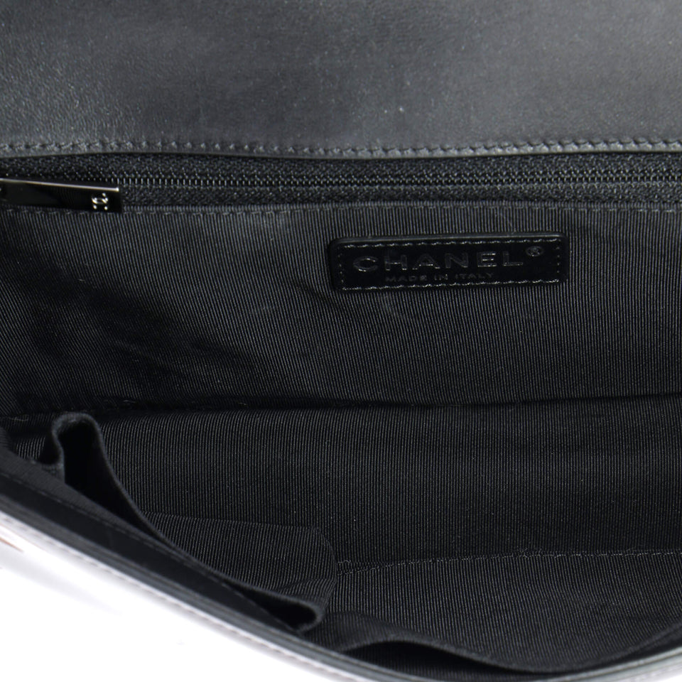Boy Flap Bag Quilted Patent New Medium