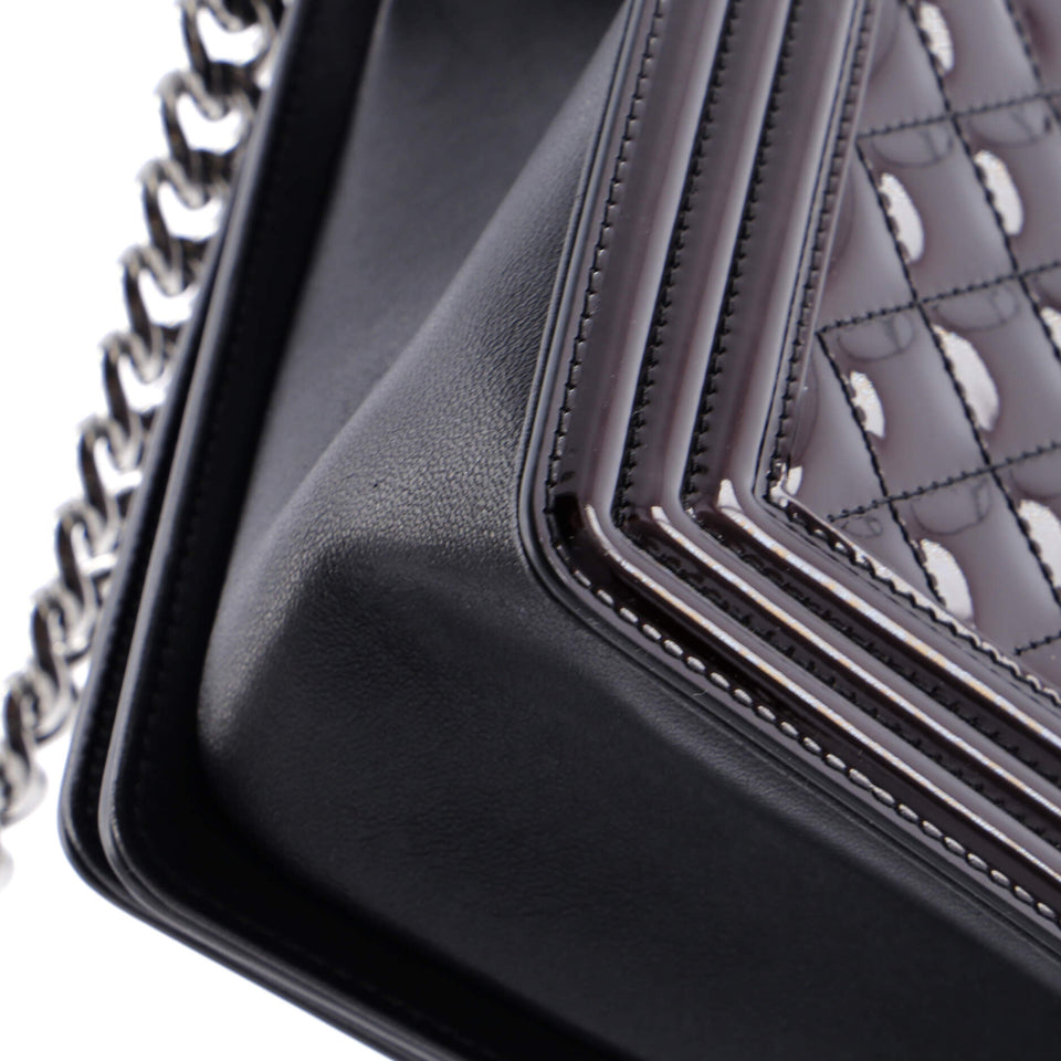 Boy Flap Bag Quilted Patent New Medium