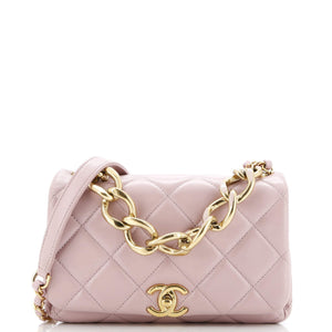 Color Match Flap Bag Quilted Lambskin Mini