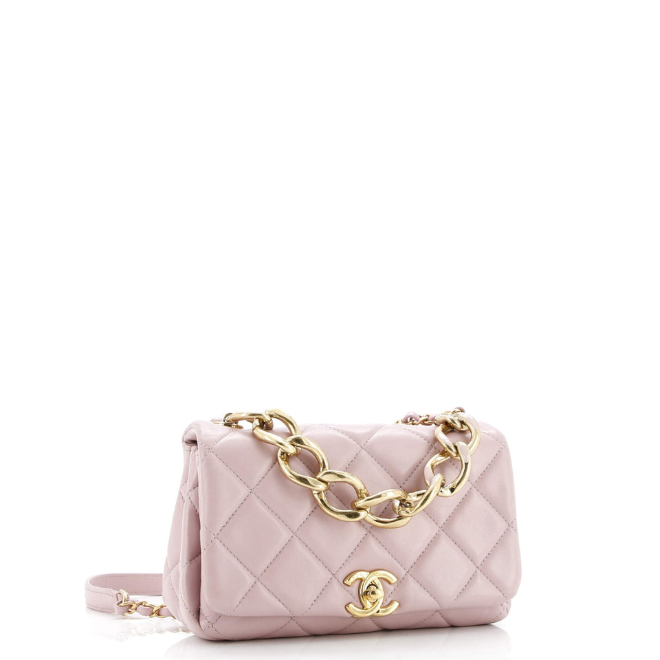 Color Match Flap Bag Quilted Lambskin Mini
