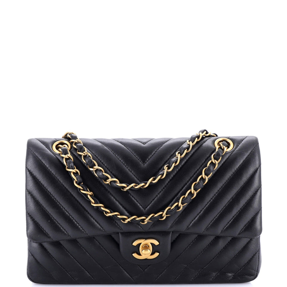 Classic Double Flap Bag Chevron Calfskin Medium