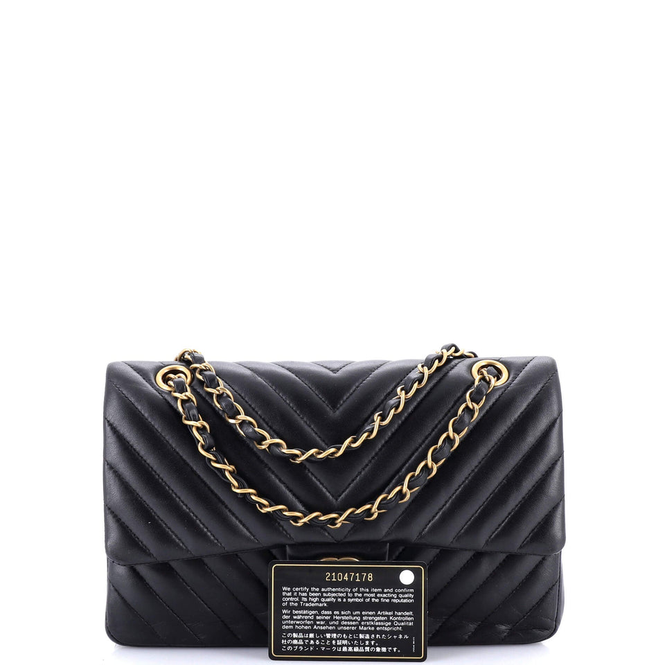 Classic Double Flap Bag Chevron Calfskin Medium