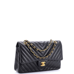 Classic Double Flap Bag Chevron Calfskin Medium