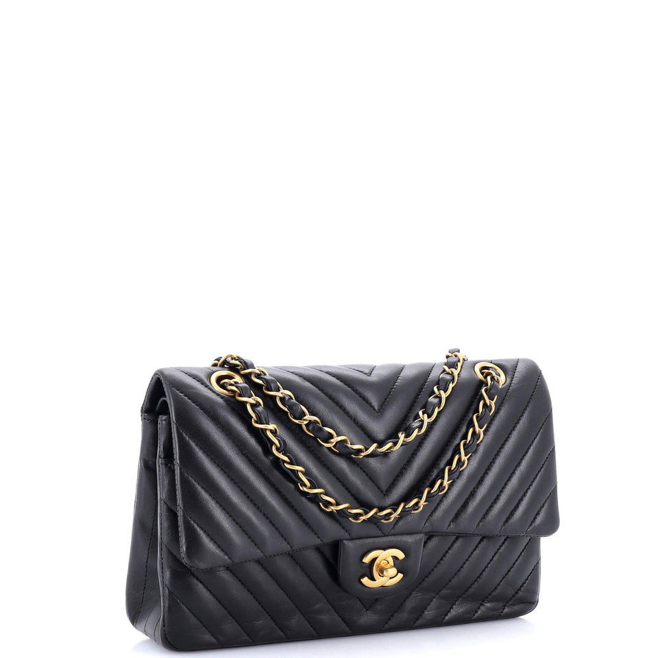 Classic Double Flap Bag Chevron Calfskin Medium
