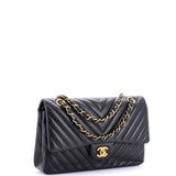 Classic Double Flap Bag Chevron Calfskin Medium