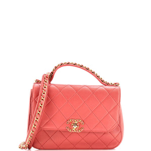 Chain Infinity Top Handle Bag Quilted Lambskin Small