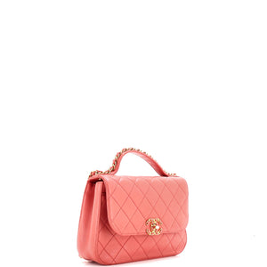 Chain Infinity Top Handle Bag Quilted Lambskin Small