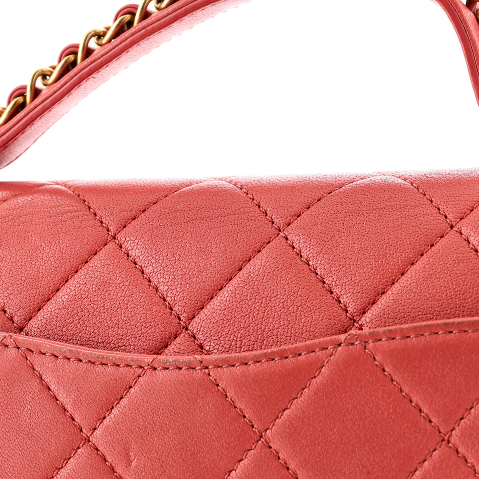 Chain Infinity Top Handle Bag Quilted Lambskin Small