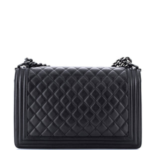 So Black Boy Flap Bag Quilted Caviar New Medium