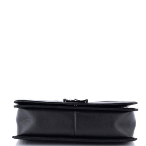 So Black Boy Flap Bag Quilted Caviar New Medium