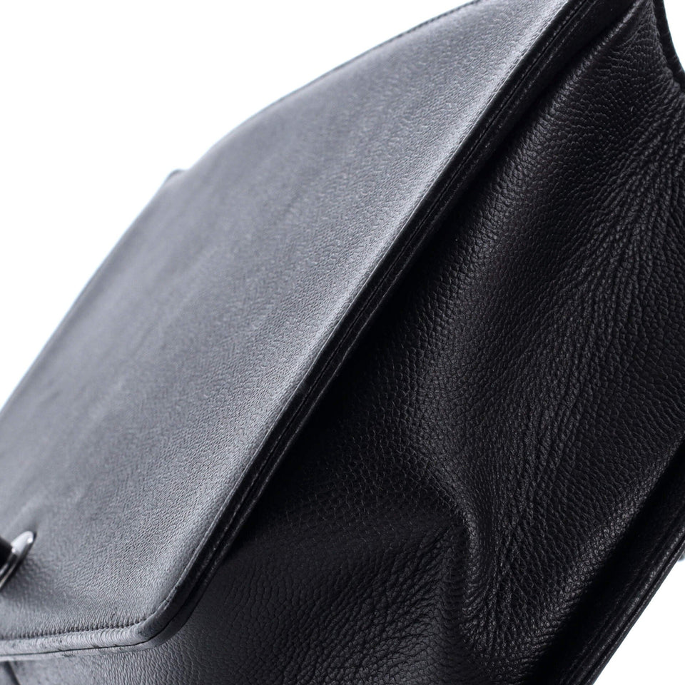 So Black Boy Flap Bag Quilted Caviar New Medium