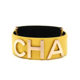 CHA-NEL Logo Cuff Bracelet Set Leather with Metal