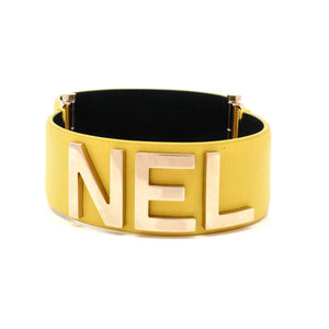 CHA-NEL Logo Cuff Bracelet Set Leather with Metal