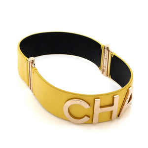 CHA-NEL Logo Cuff Bracelet Set Leather with Metal