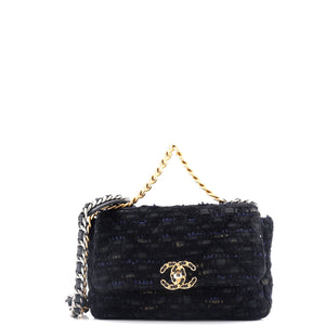 19 Flap Bag Quilted Tweed and Ribbon Medium