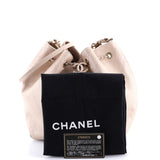 Covered CC Drawstring Bucket Bag Stitched Calfskin Medium