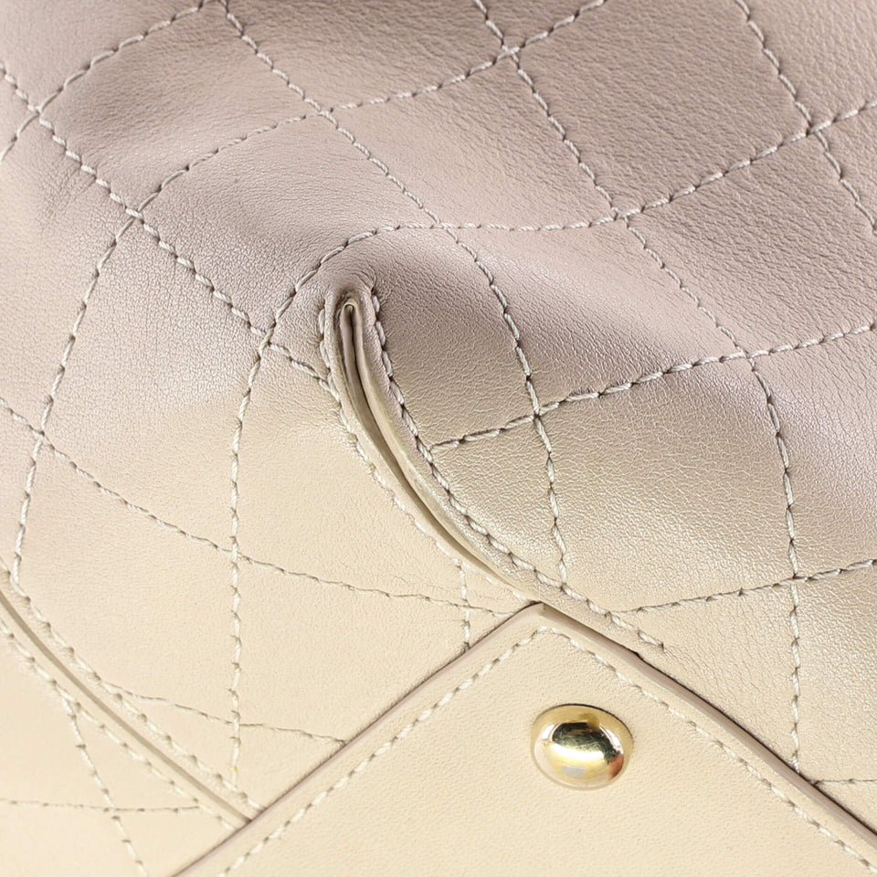 Covered CC Drawstring Bucket Bag Stitched Calfskin Medium