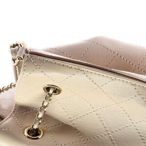 Covered CC Drawstring Bucket Bag Stitched Calfskin Medium