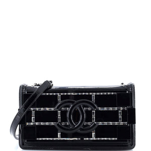 Boy Brick Flap Bag Patent with Crystal Inlaid Plexiglass Horizontal