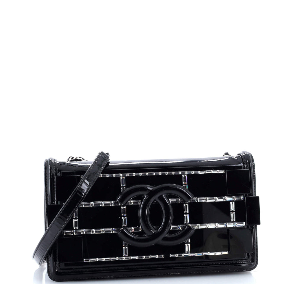 Boy Brick Flap Bag Patent with Crystal Inlaid Plexiglass Horizontal