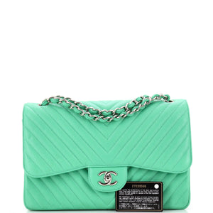 Classic Double Flap Bag Chevron Caviar Jumbo