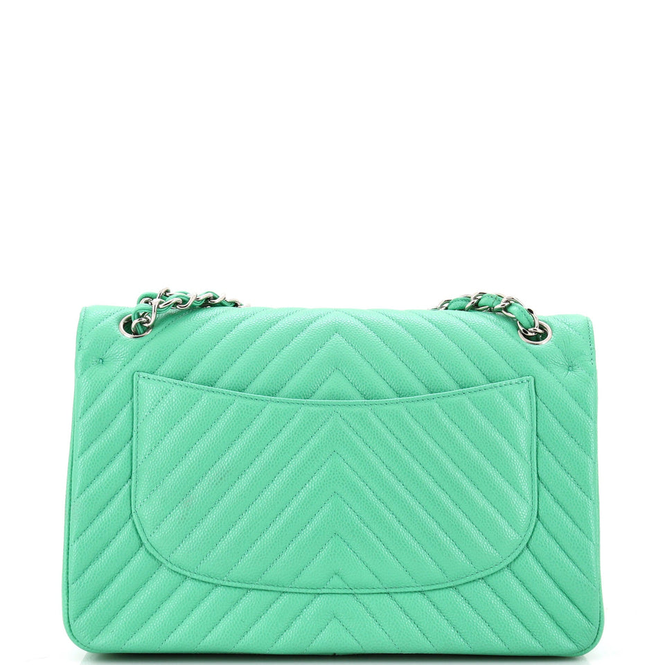 Classic Double Flap Bag Chevron Caviar Jumbo