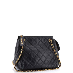 Vintage Chain Tote Quilted Caviar
