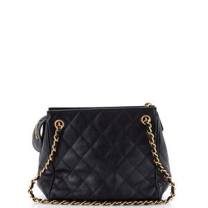 Vintage Chain Tote Quilted Caviar