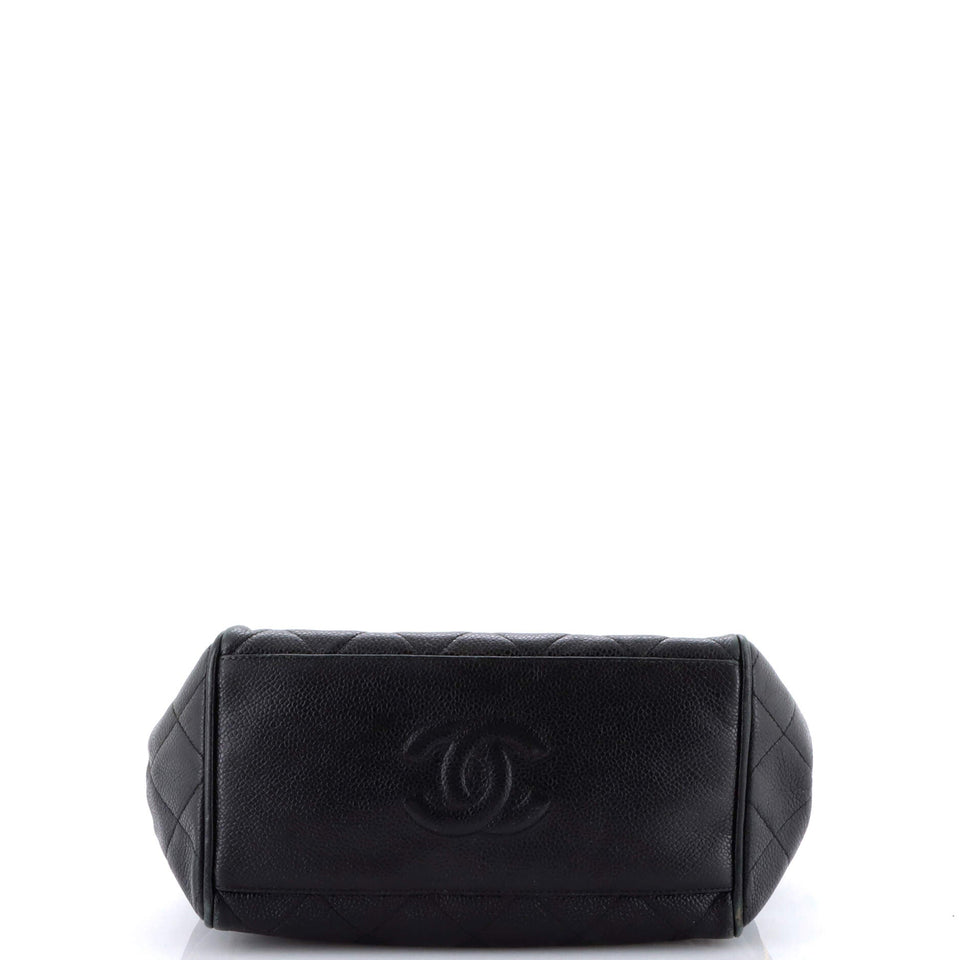 Vintage Chain Tote Quilted Caviar