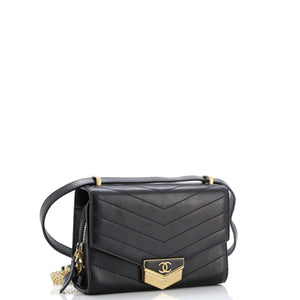 Medal Envelope Flap Bag Chevron Calfskin Small
