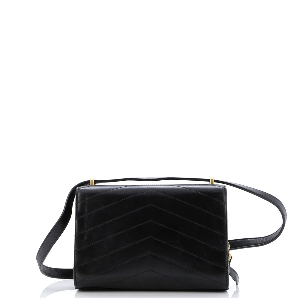 Medal Envelope Flap Bag Chevron Calfskin Small