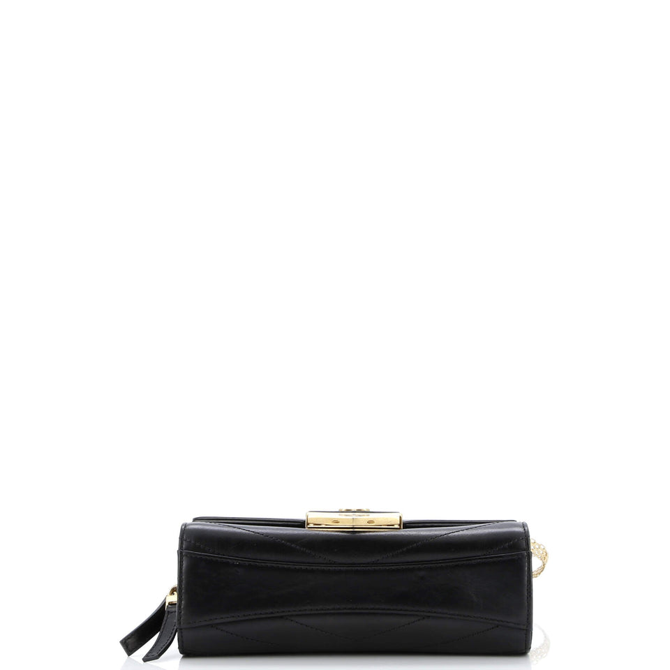 Medal Envelope Flap Bag Chevron Calfskin Small