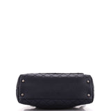 Coco Top Handle Bag Quilted Caviar with Lizard Small