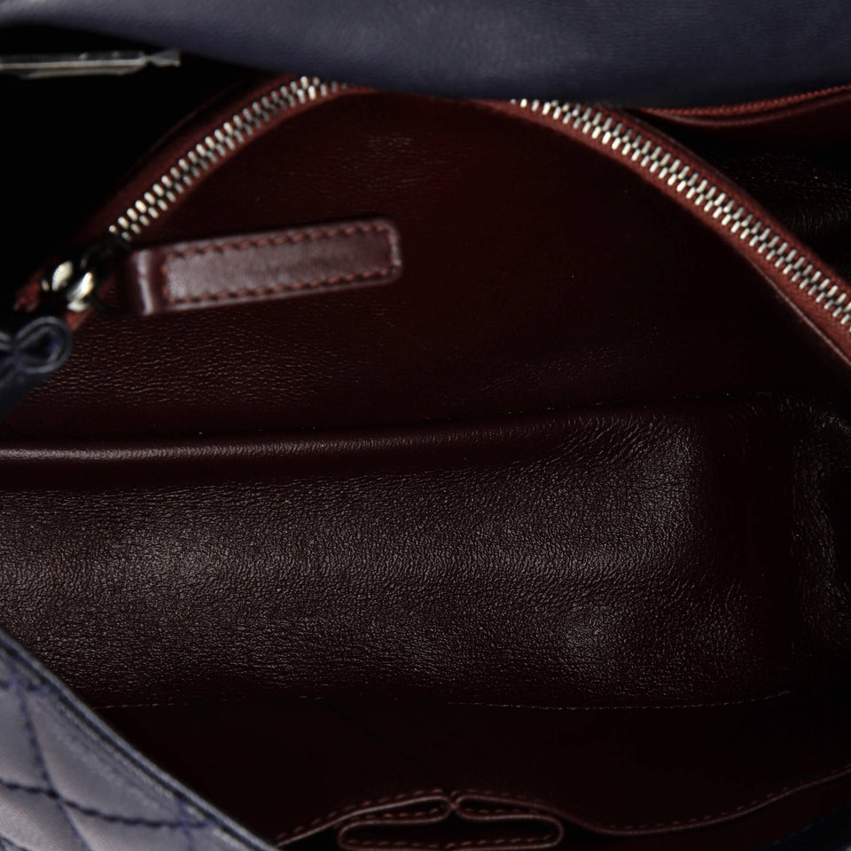 Coco Top Handle Bag Quilted Caviar with Lizard Small
