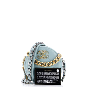 19 Round Clutch with Chain Quilted Leather