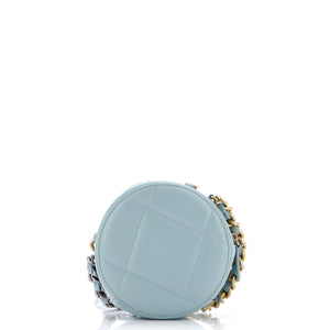 19 Round Clutch with Chain Quilted Leather