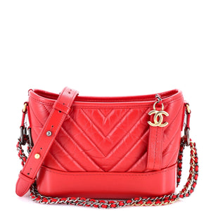 Gabrielle Hobo Chevron Aged Calfskin Small