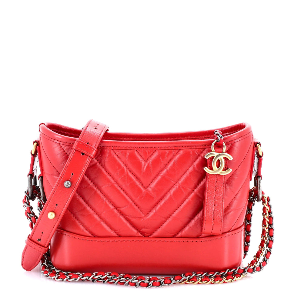 Gabrielle Hobo Chevron Aged Calfskin Small