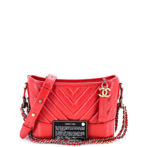 Gabrielle Hobo Chevron Aged Calfskin Small