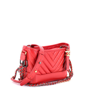 Gabrielle Hobo Chevron Aged Calfskin Small