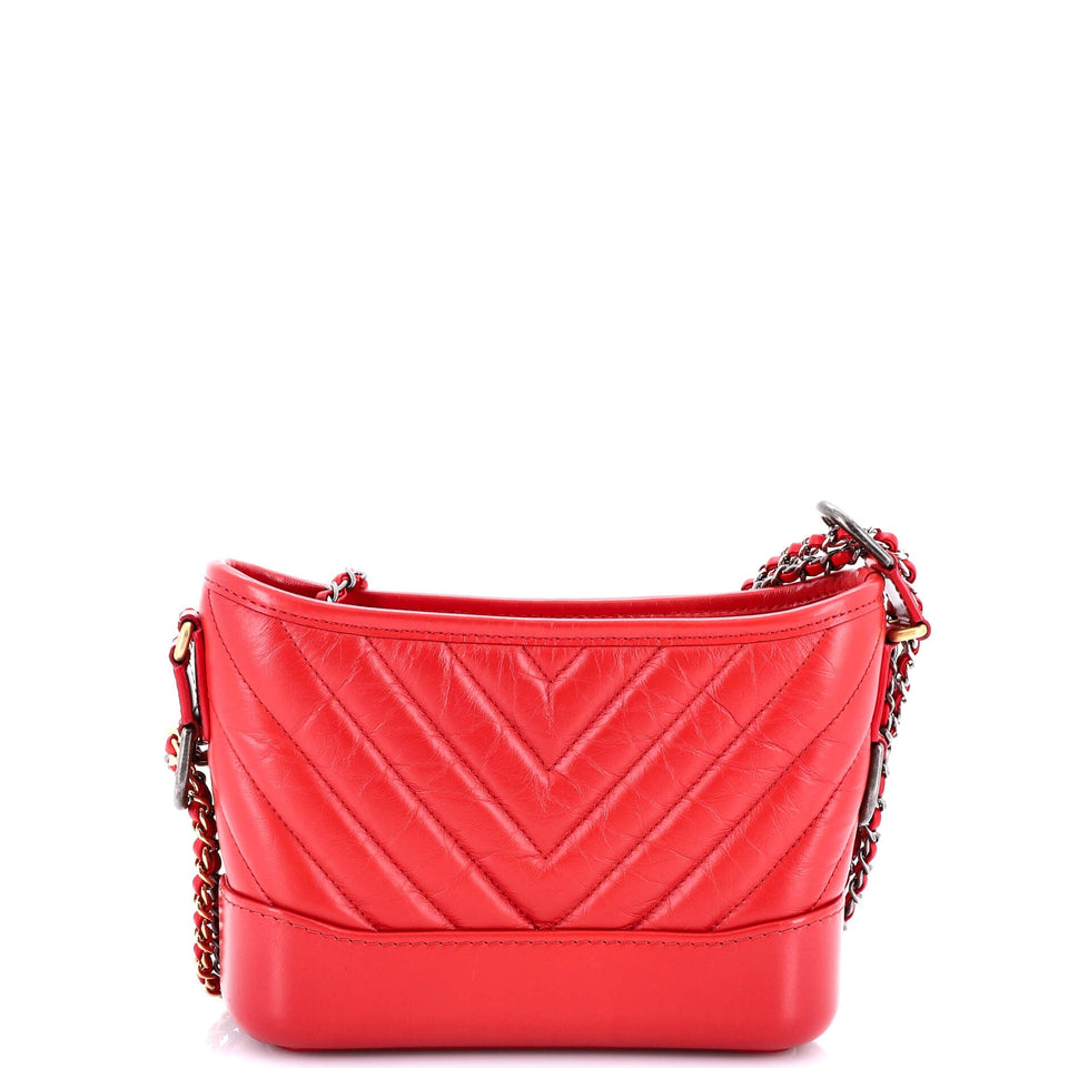 Gabrielle Hobo Chevron Aged Calfskin Small