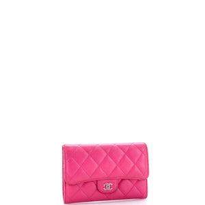 CC Gusset Classic Flap Wallet Quilted Caviar Small