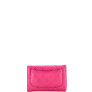 CC Gusset Classic Flap Wallet Quilted Caviar Small