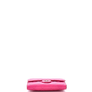 CC Gusset Classic Flap Wallet Quilted Caviar Small