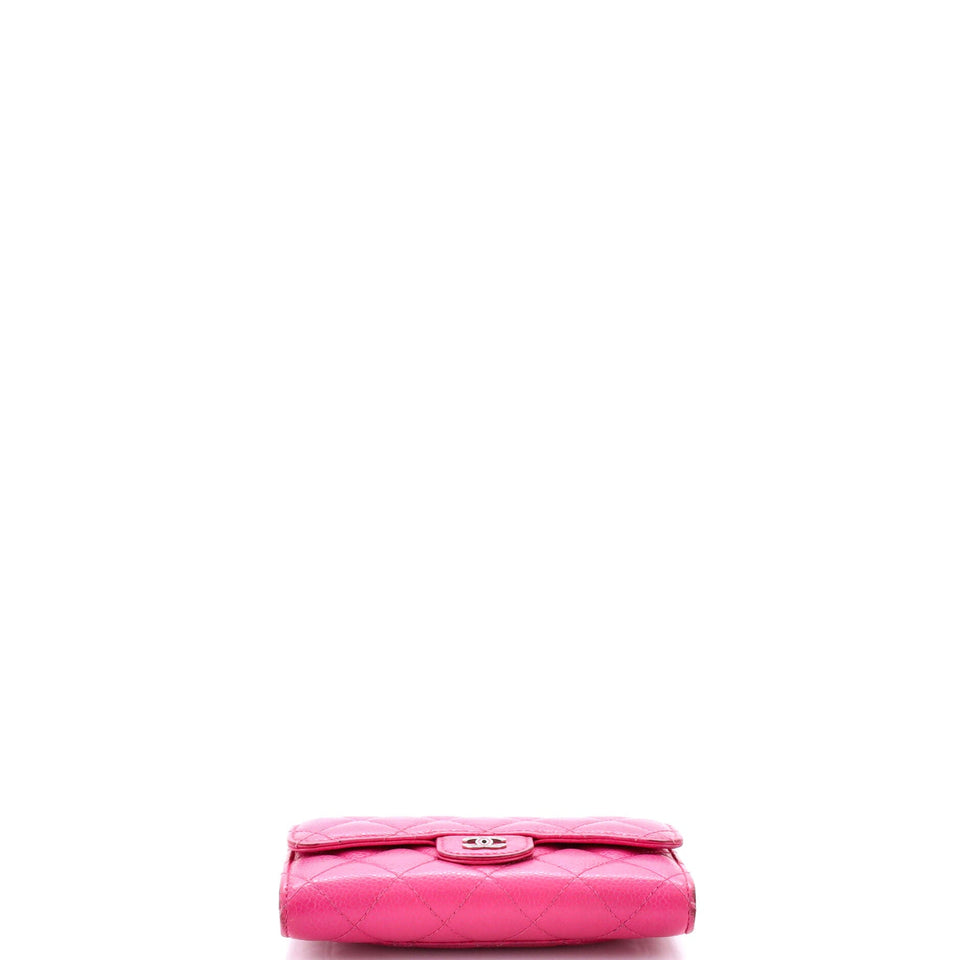 CC Gusset Classic Flap Wallet Quilted Caviar Small