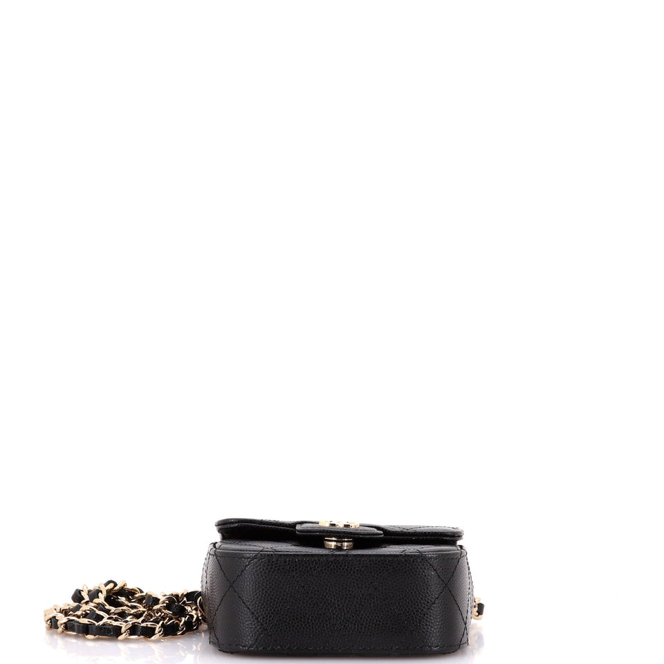 Classic Square Flap Clutch with Chain Quilted Caviar Mini