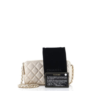 Double Zip Clutch with Chain Quilted Lambskin