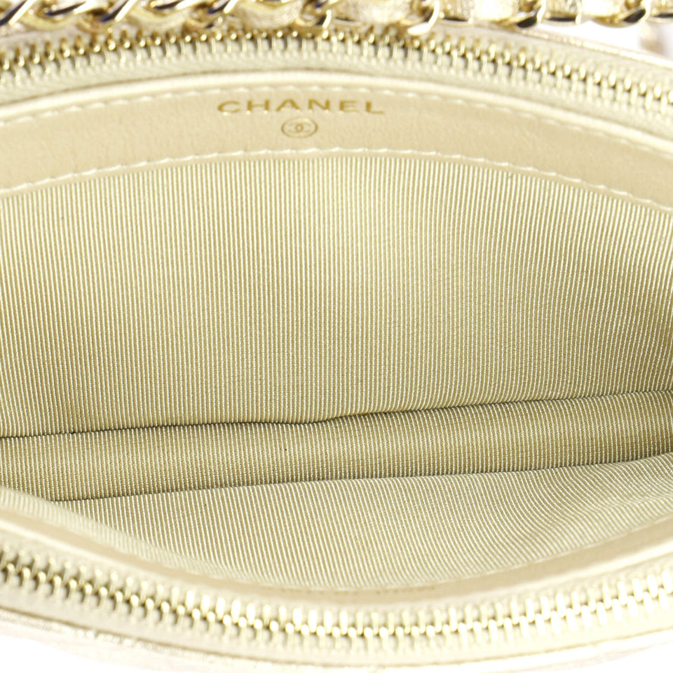 Double Zip Clutch with Chain Quilted Lambskin